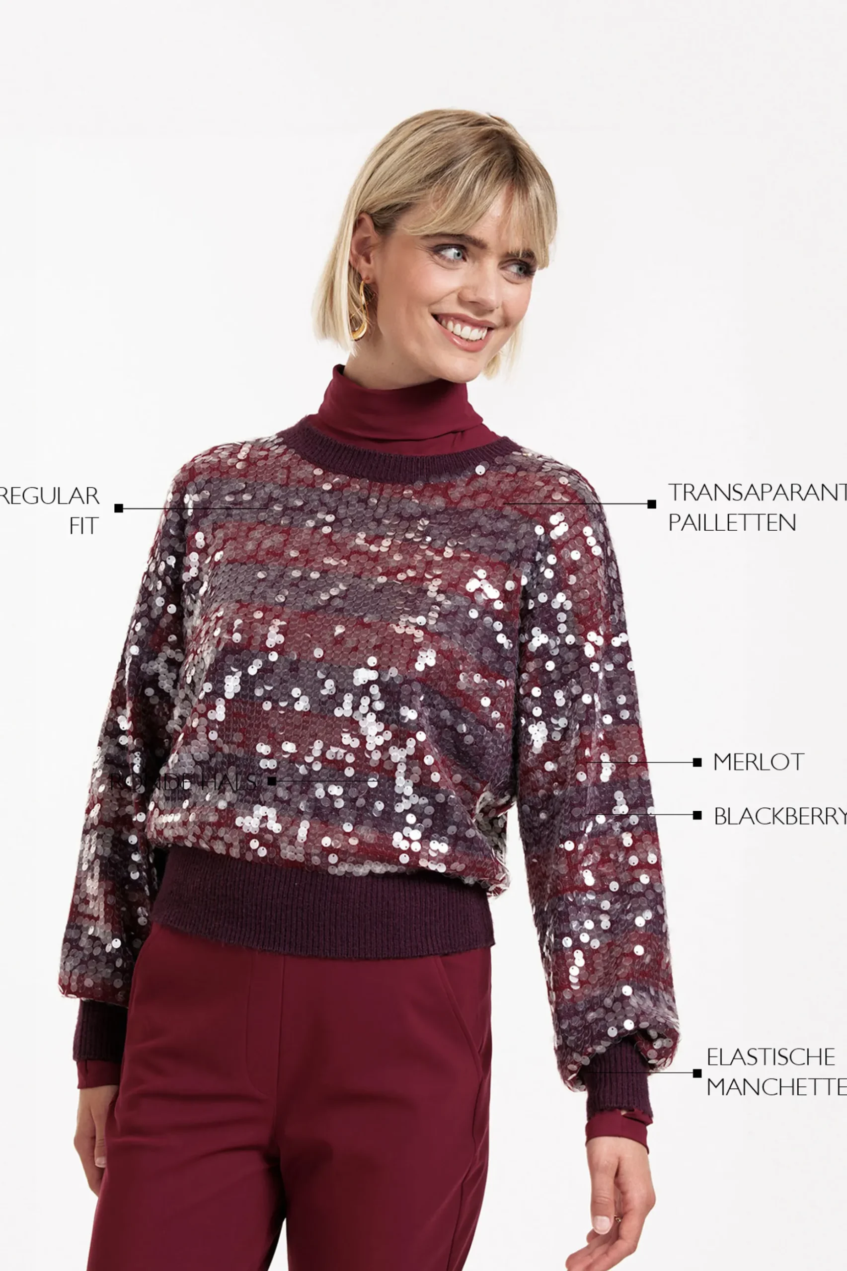 Lilly sequins pullover - blackberry/merlot