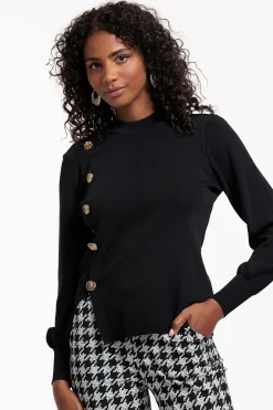 Lovis button pullover - black