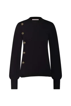 Lovis button pullover - black