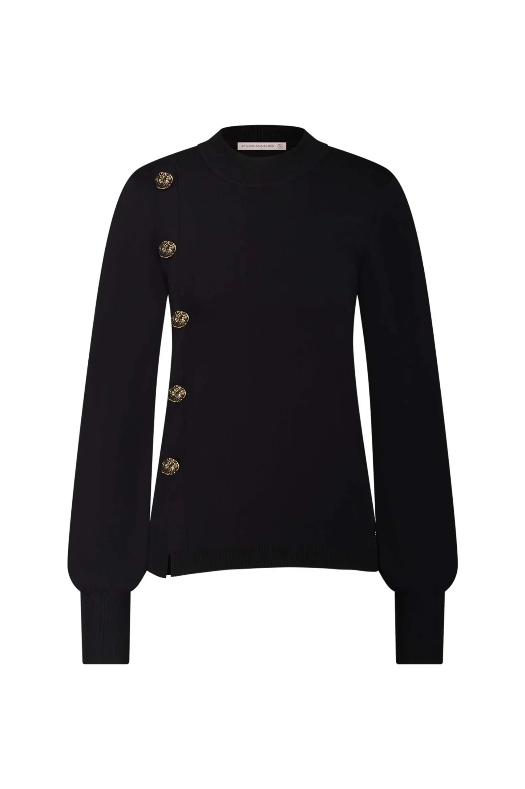 Lovis button pullover - black