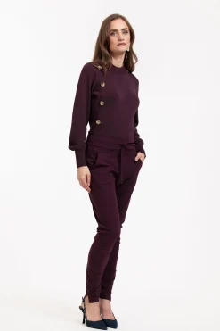 Lovis button pullover - blackberry