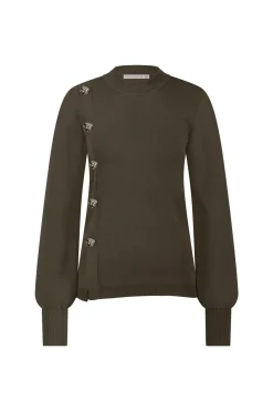 Lovis button pullover - new army