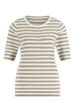 Luna ssl stripe pullover - offwhite/clay