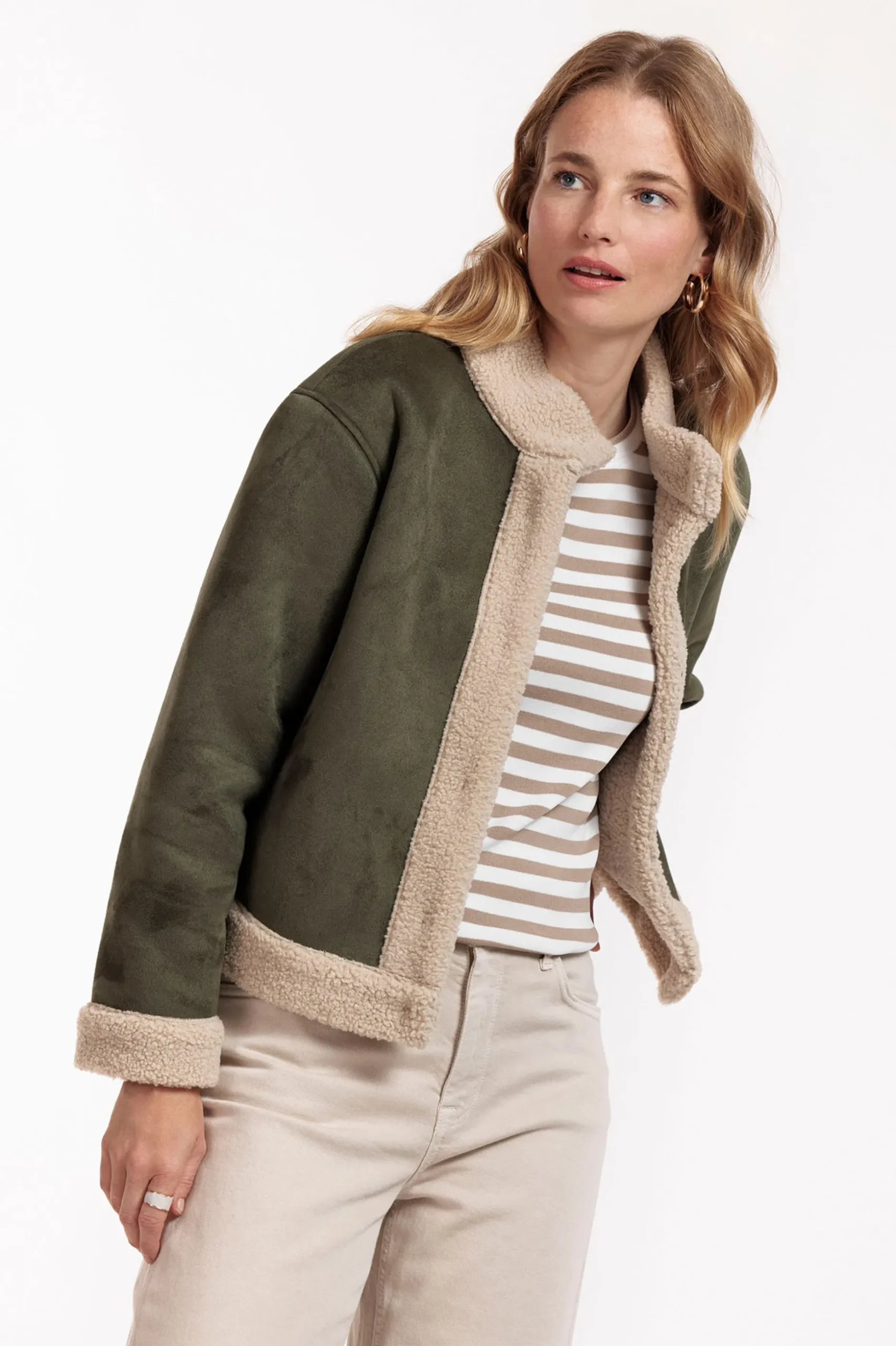 Luna ssl stripe pullover - offwhite/clay