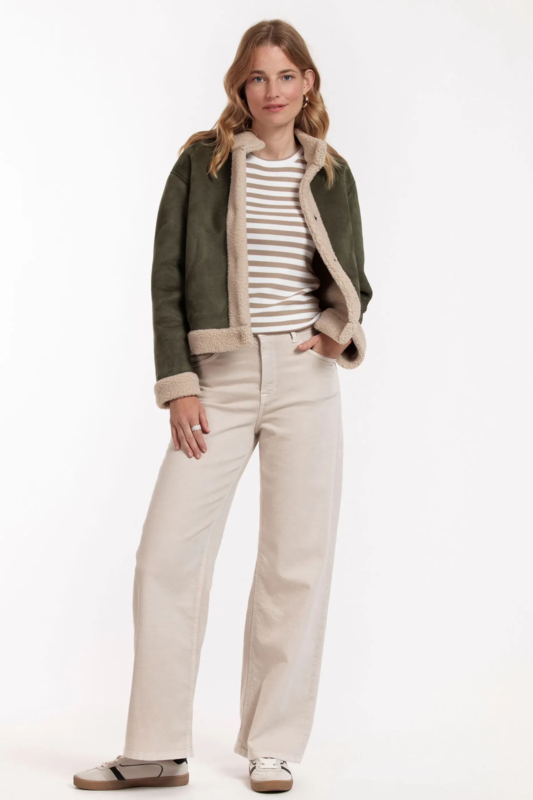 Luna ssl stripe pullover - offwhite/clay