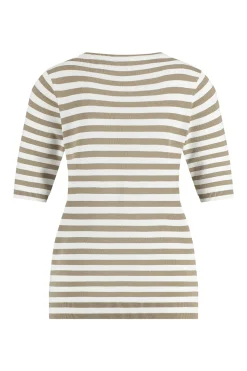Luna ssl stripe pullover - offwhite/clay