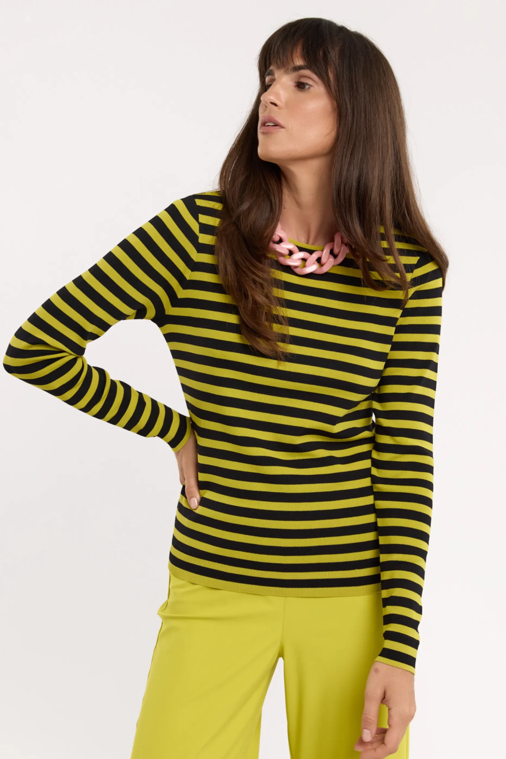 Luna stripe pullover - black/lime