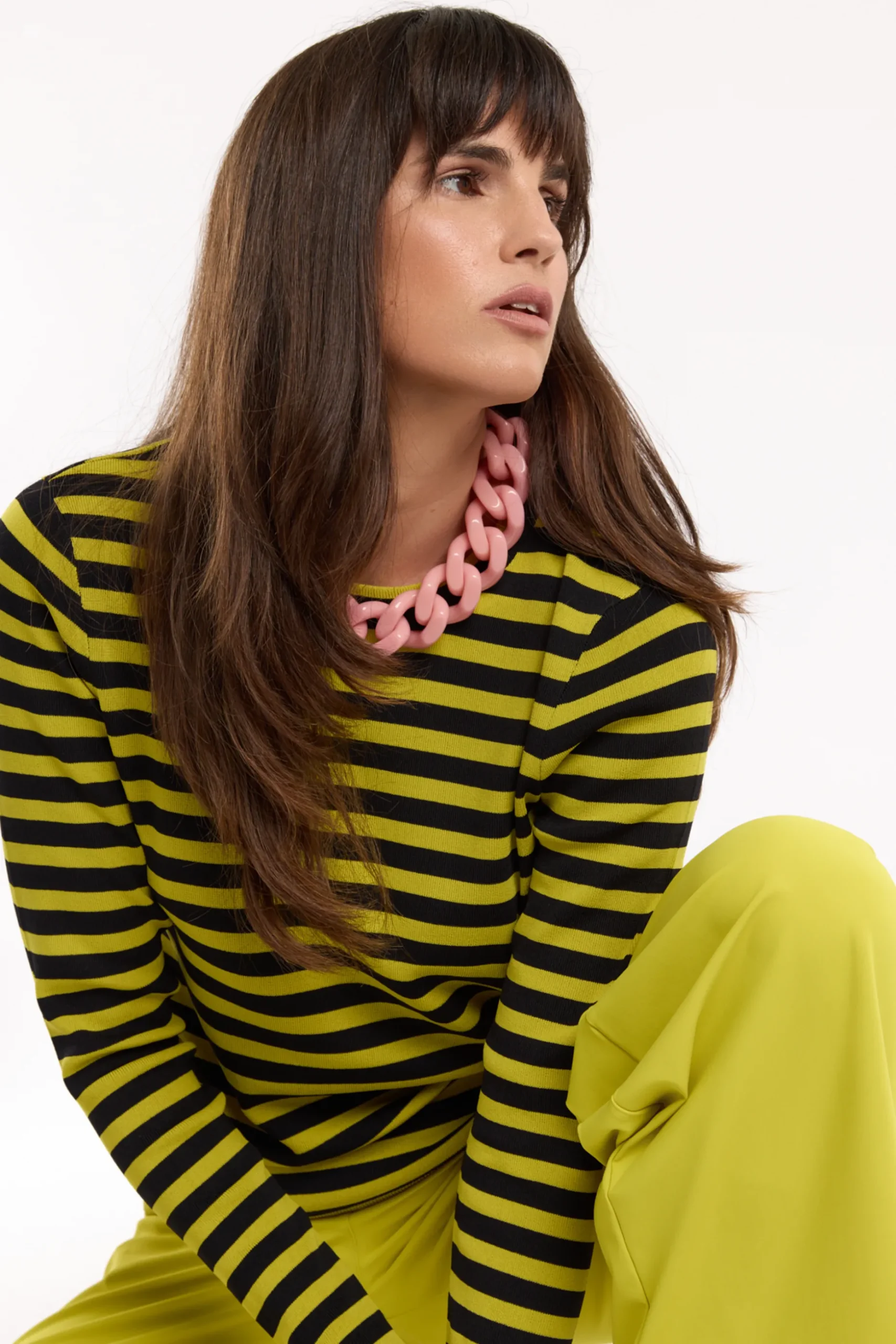 Luna stripe pullover - black/lime
