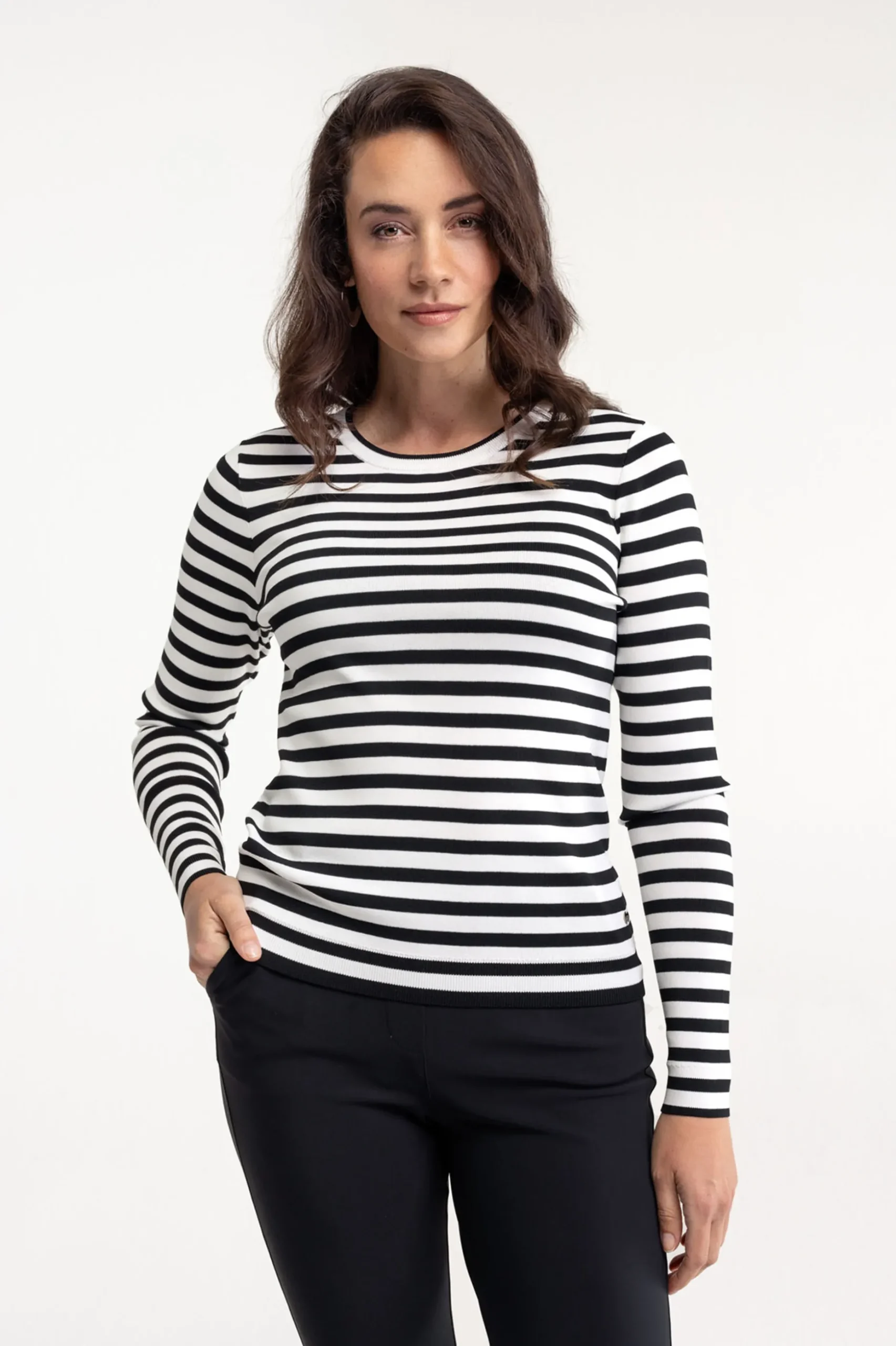 Luna stripe pullover - off white/black
