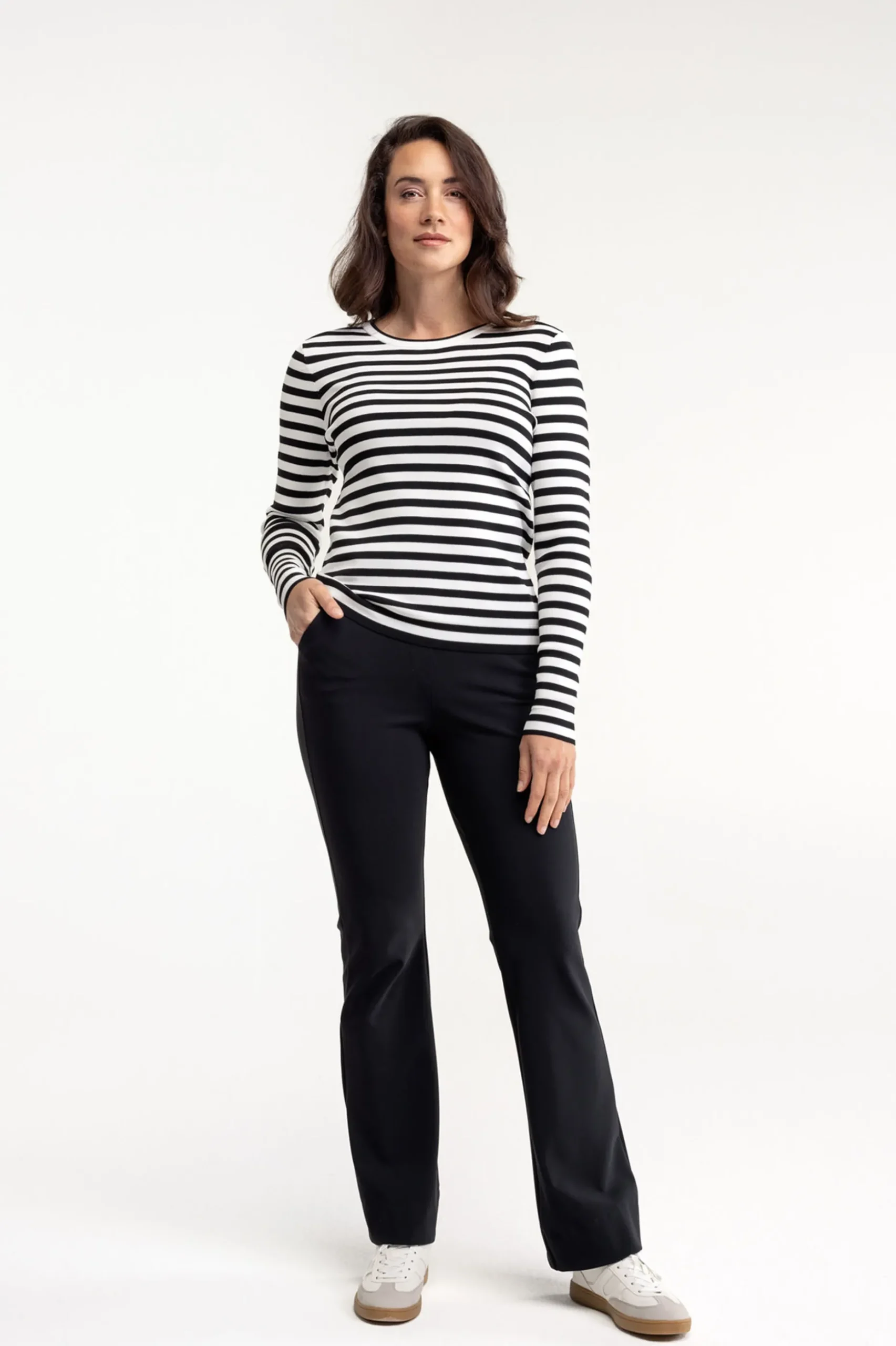 Luna stripe pullover - off white/black