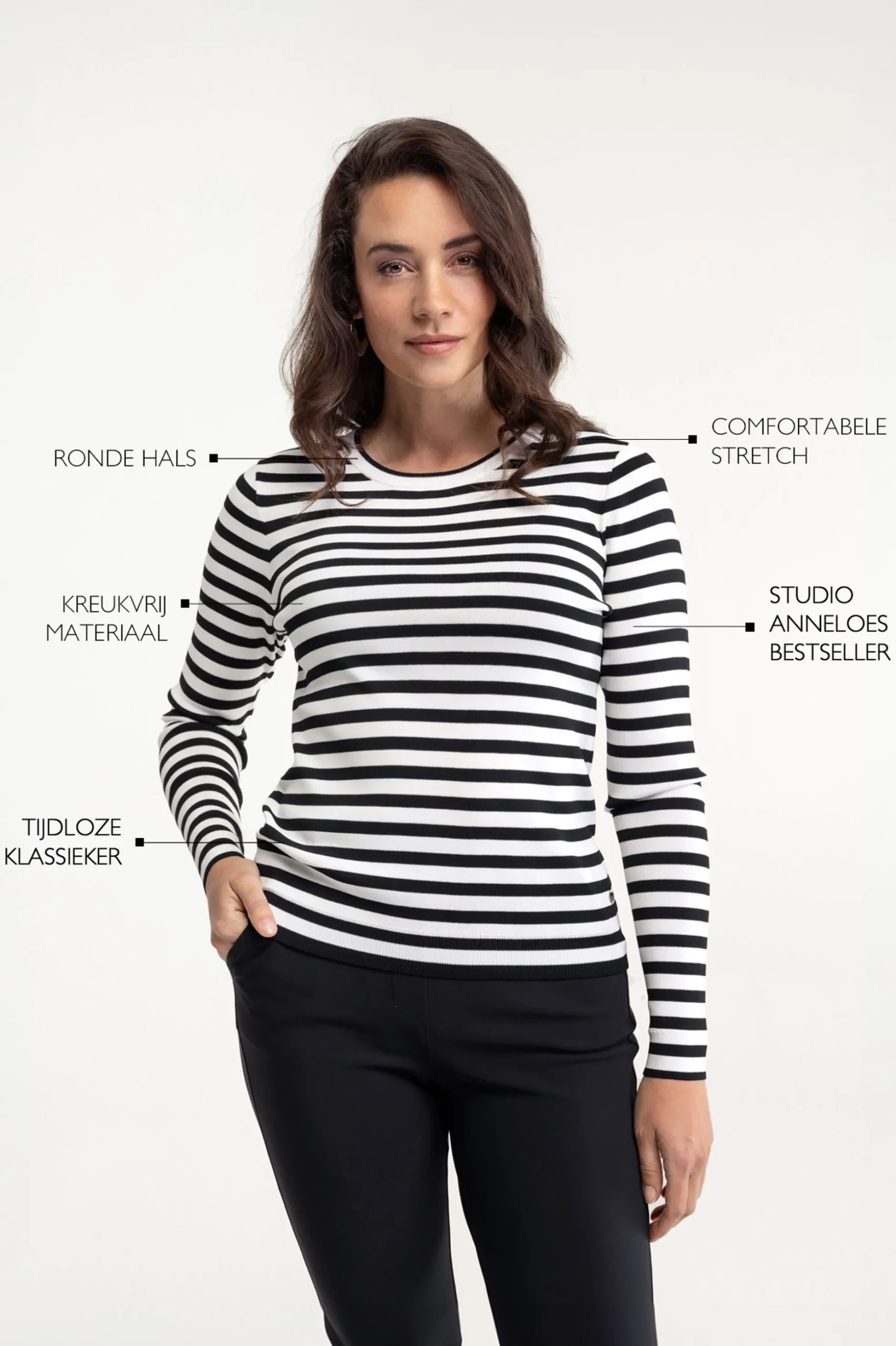 Luna stripe pullover - off white/black