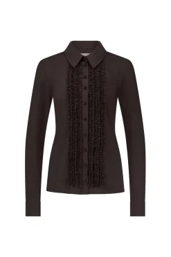 Mallory ruffle blouse - espresso