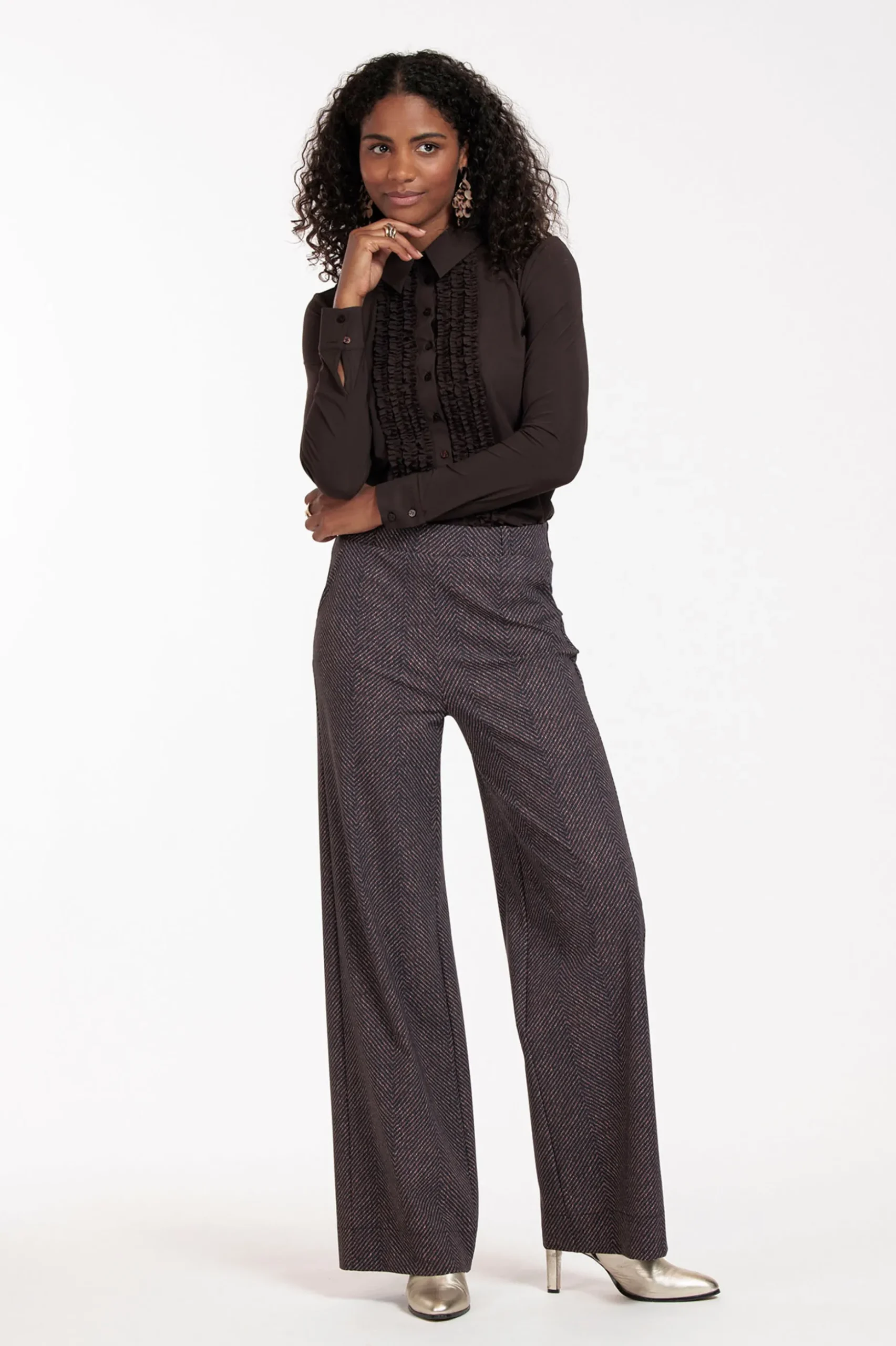 Mallory ruffle blouse - espresso