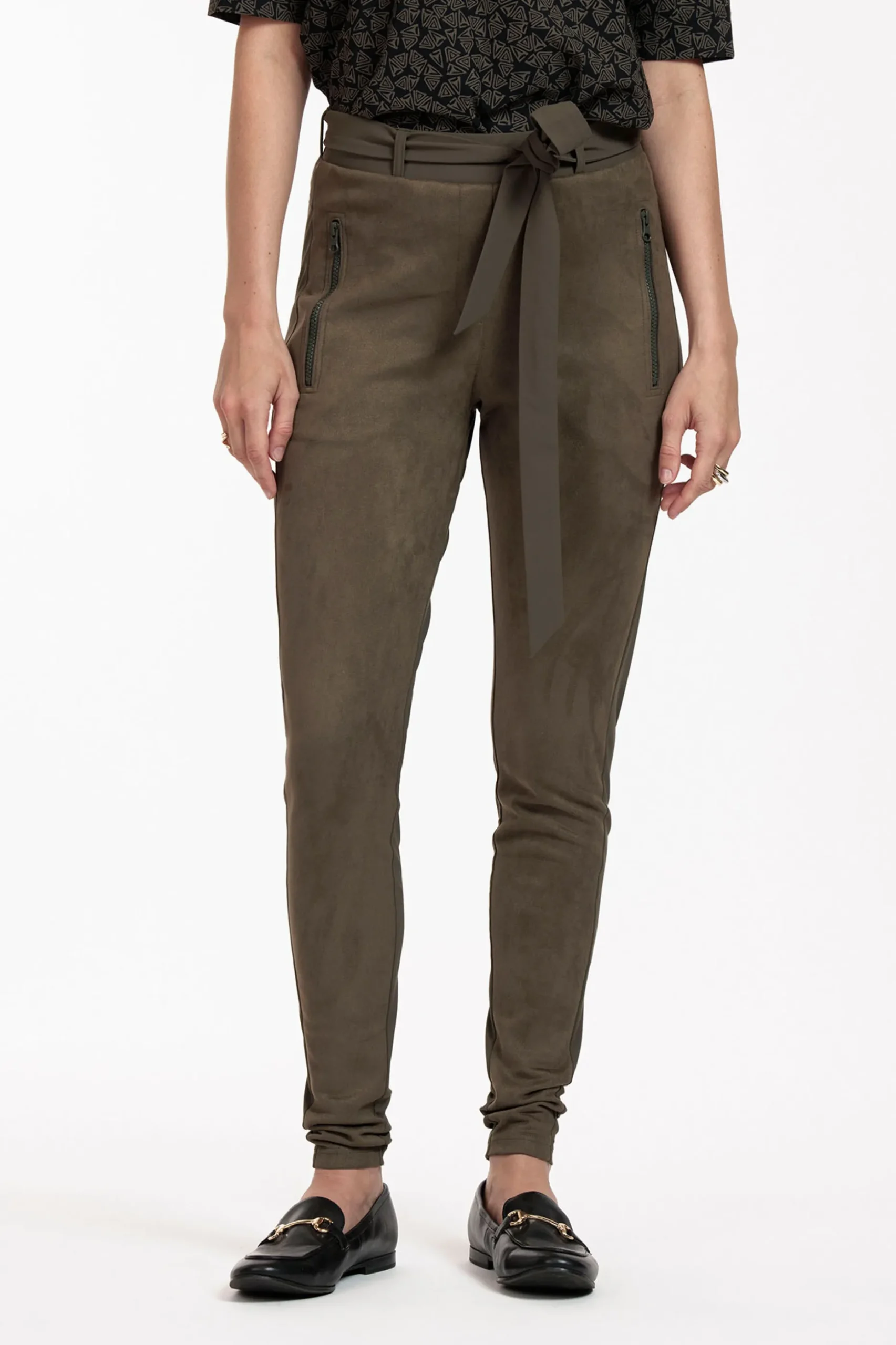Margot faux suede trousers - new army