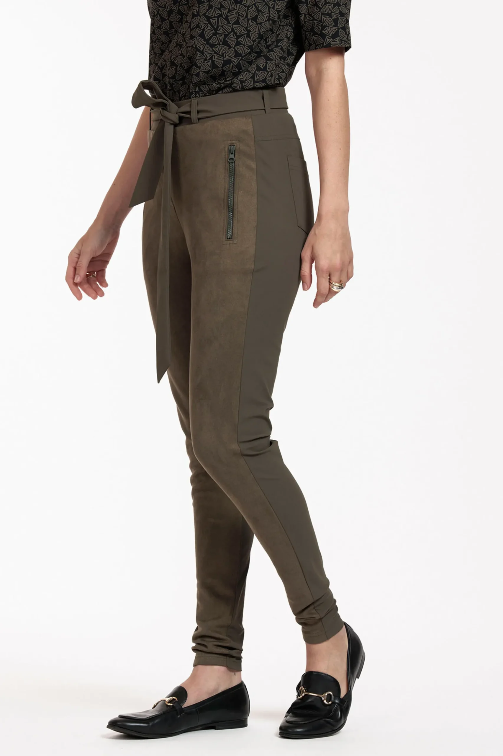 Margot faux suede trousers - new army