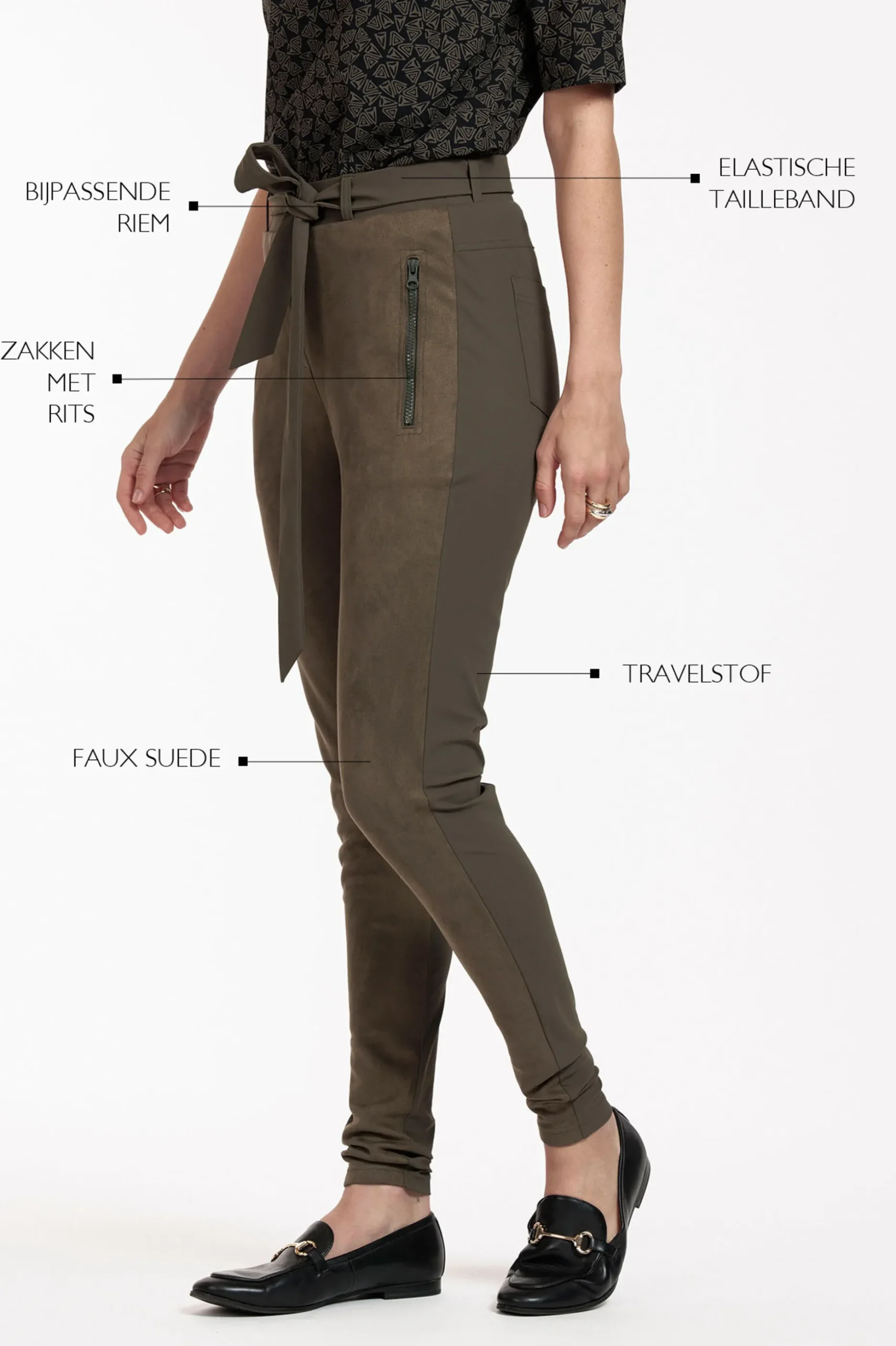 Margot faux suede trousers - new army