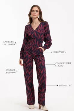 Marilon leaves trousers - darkblue/merlot