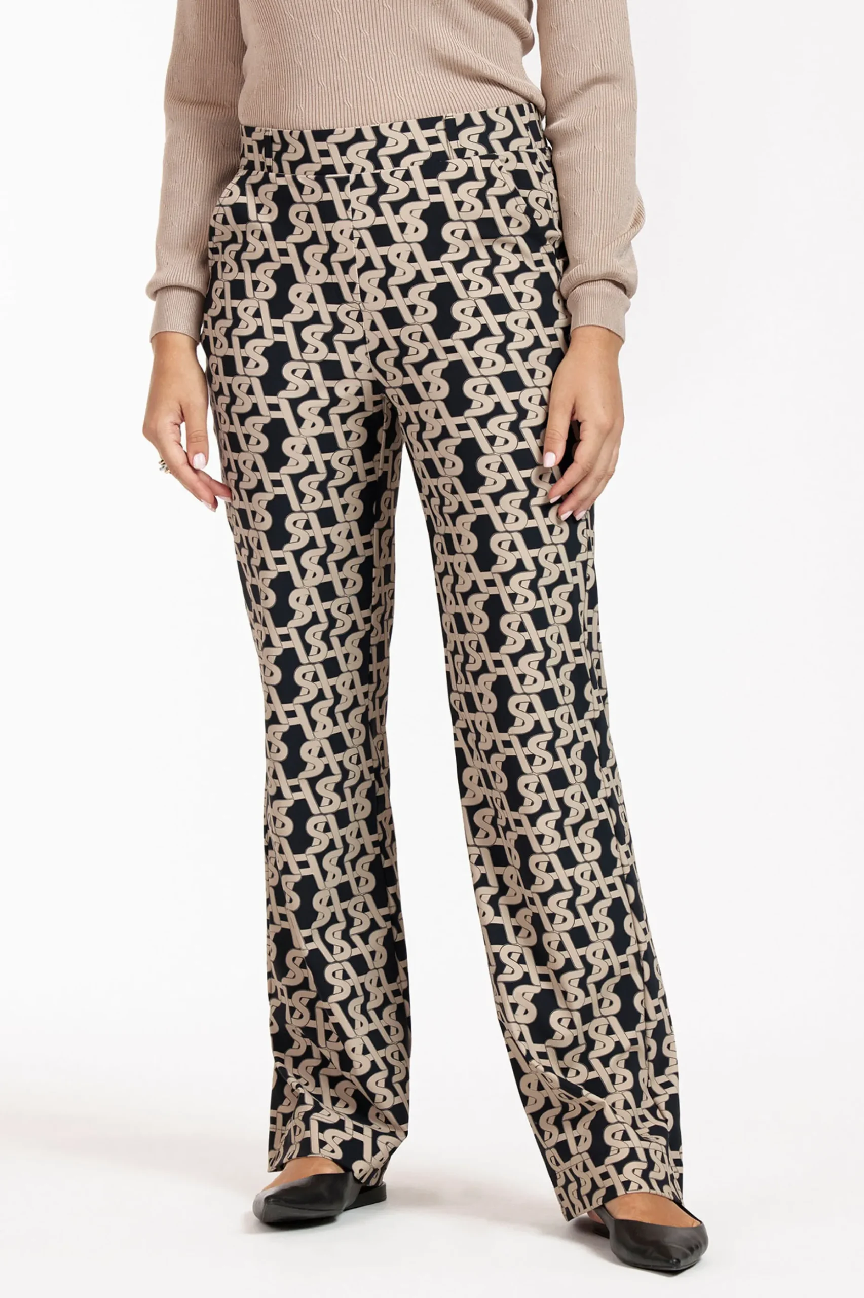 Marilon signature trousers - latte/black