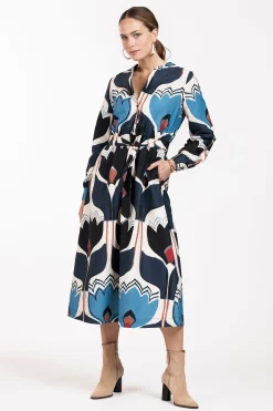 Marin tulip poplin dress - multi color