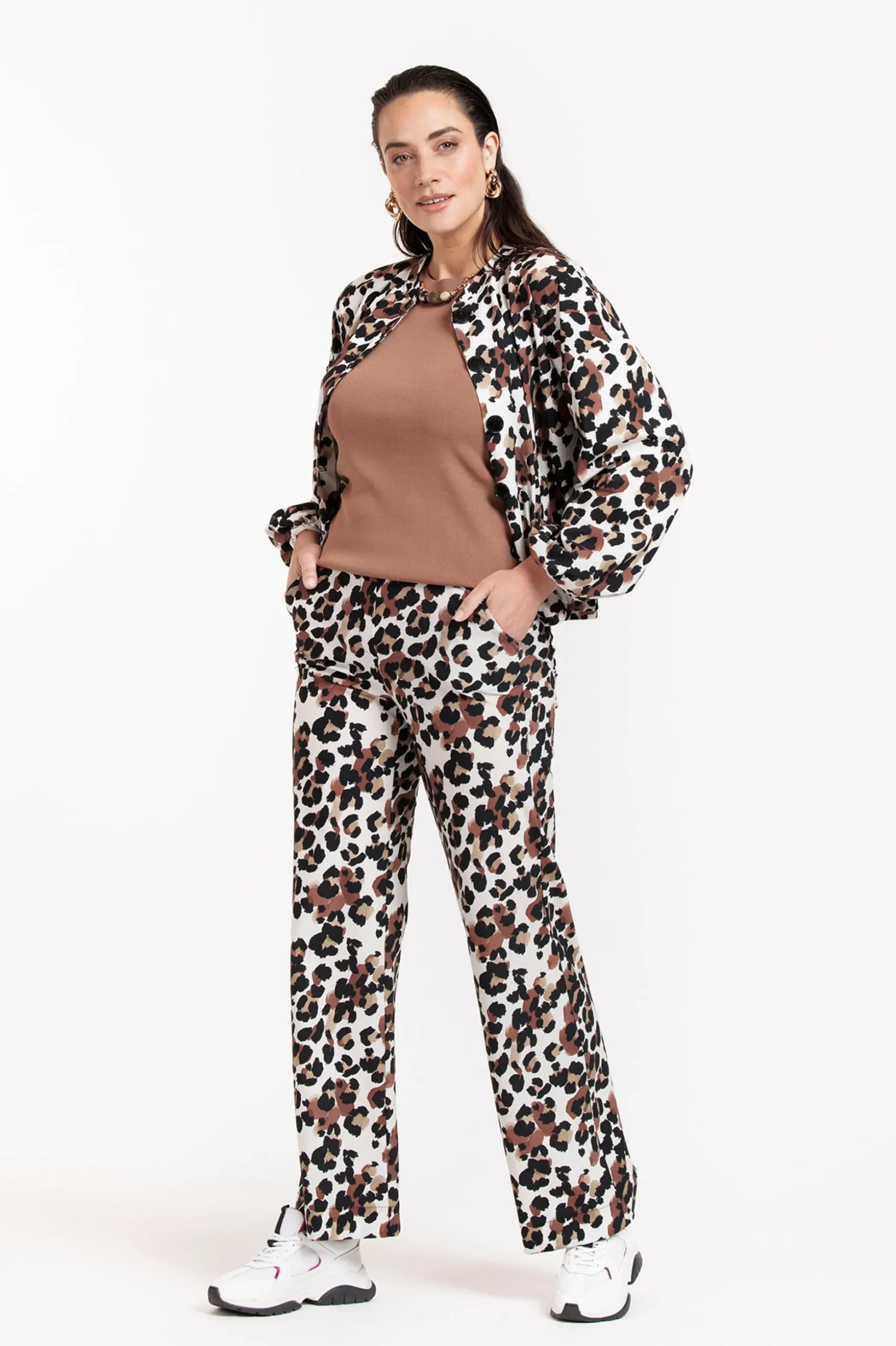 Marinda leopard trousers - kit/chocolate