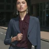 Mavy woven look blazer - midnight blue