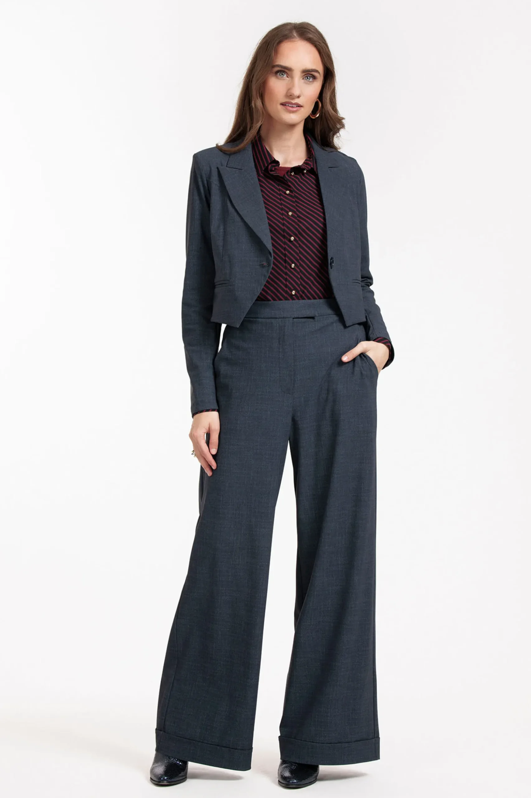 Mavy woven look blazer - midnight blue