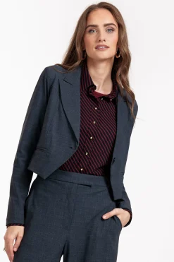 Mavy woven look blazer - midnight blue