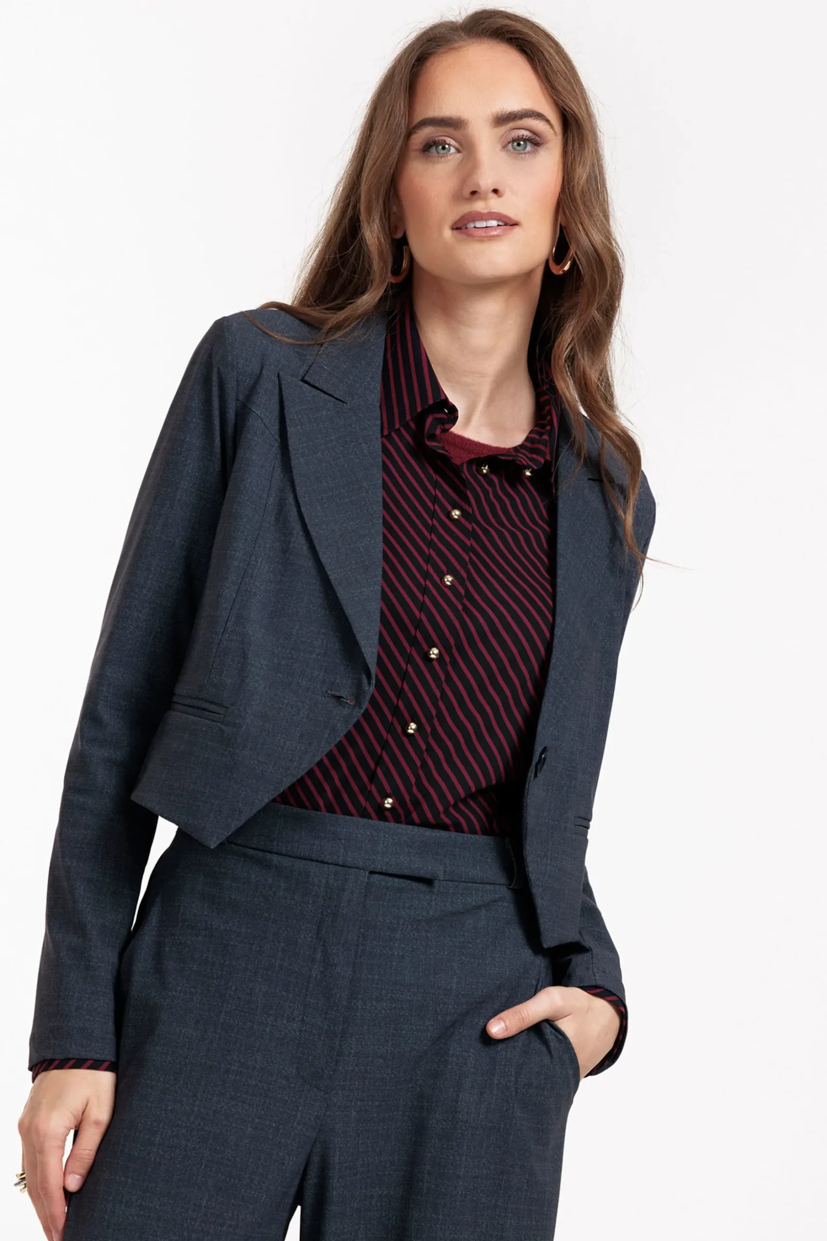 Mavy woven look blazer - midnight blue