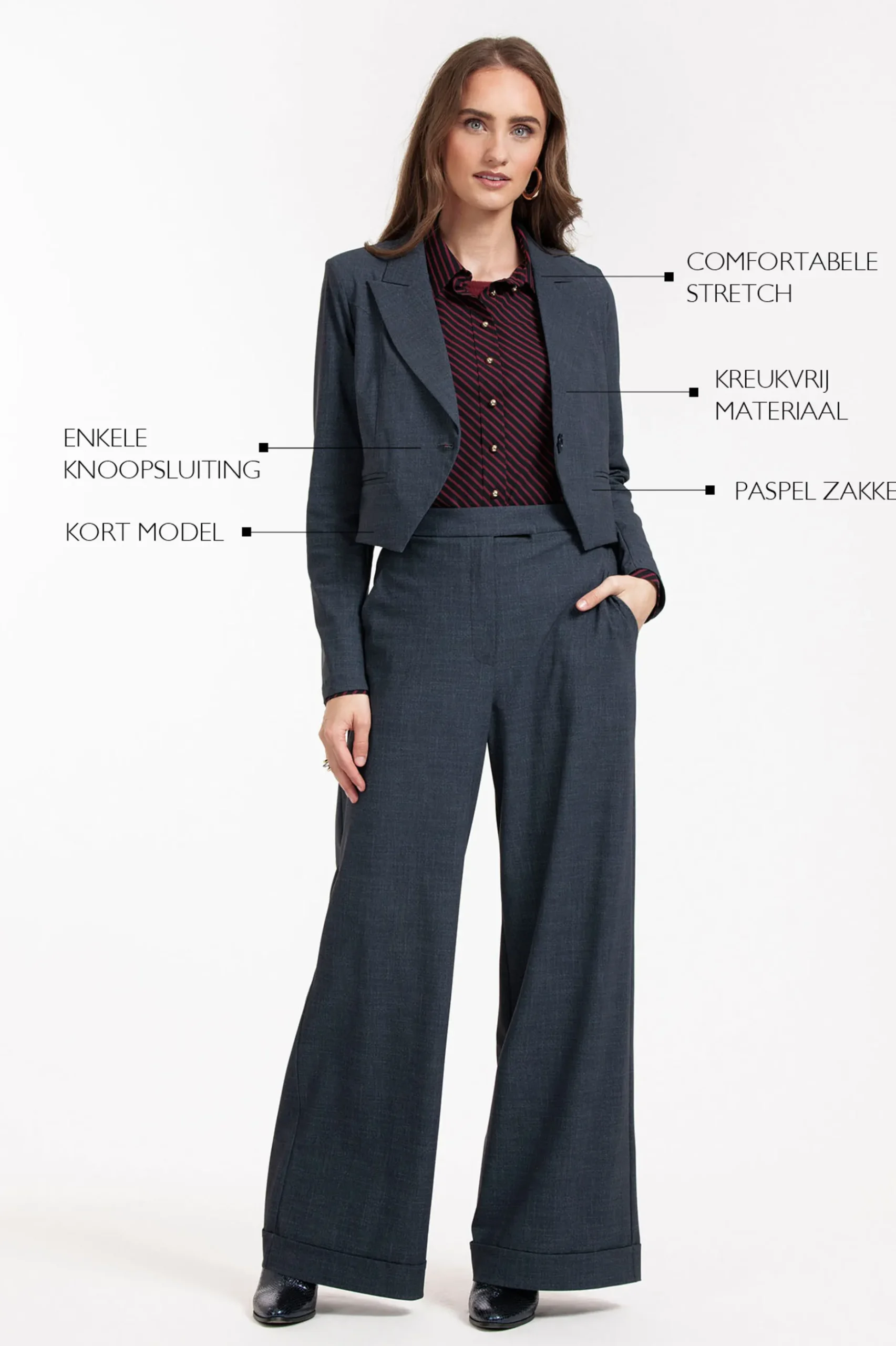 Mavy woven look blazer - midnight blue