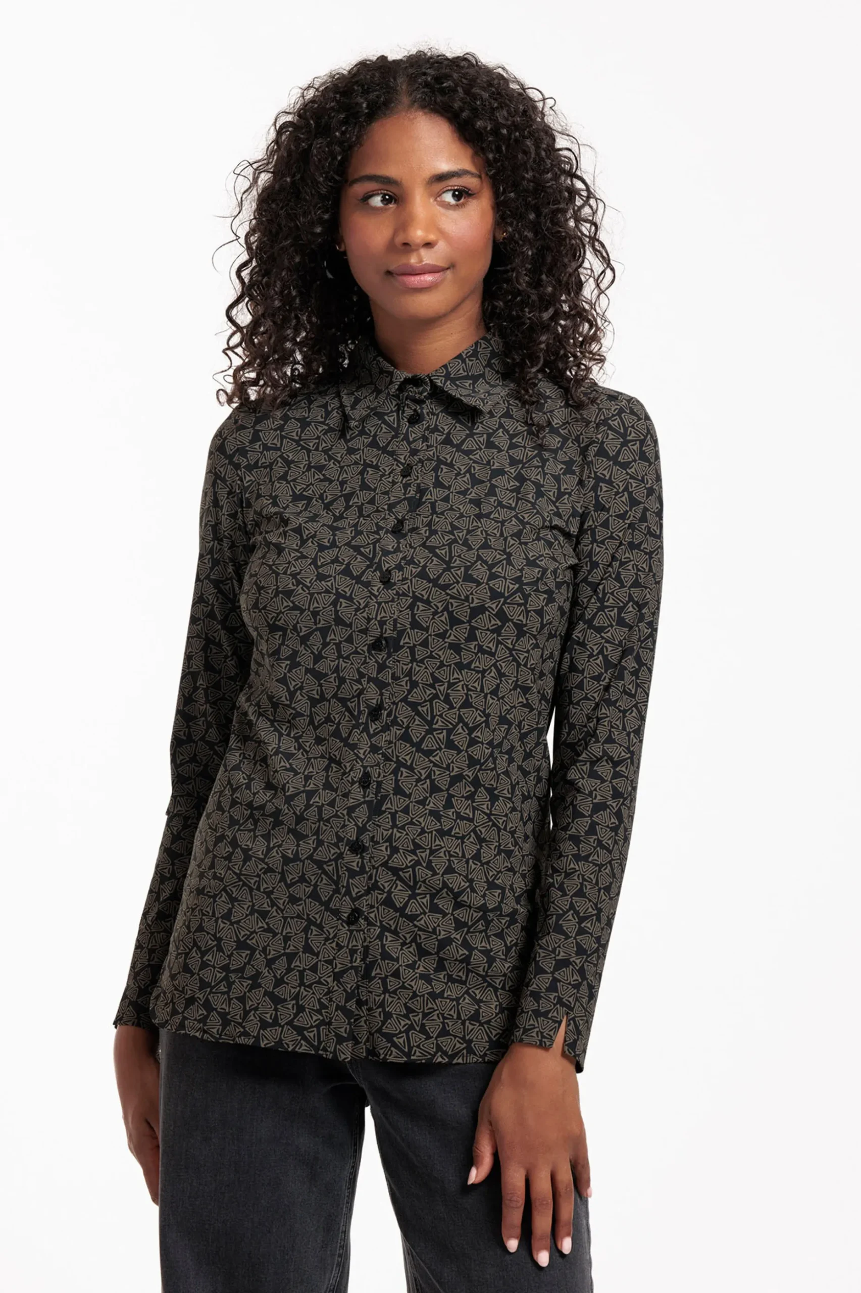 Mies triangles blouse - black/new army