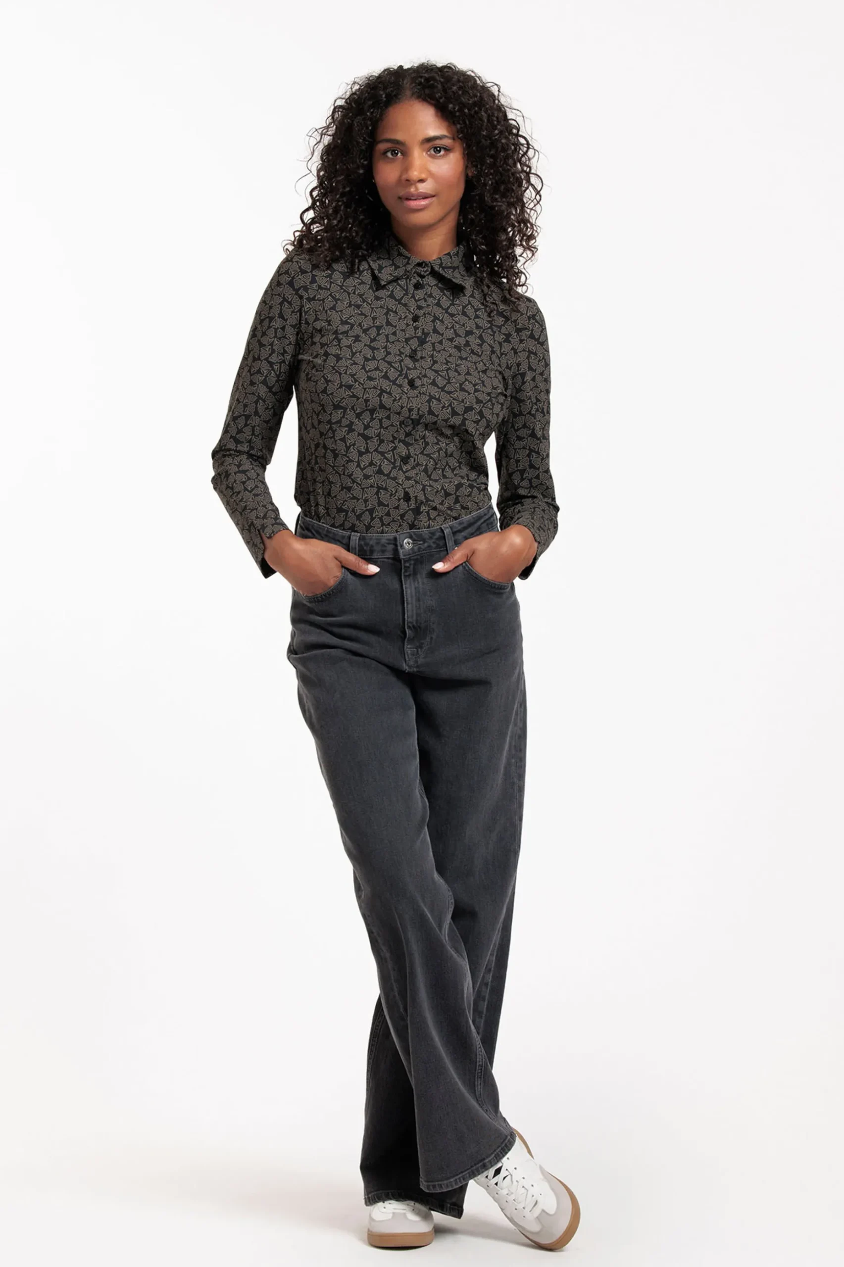 Mies triangles blouse - black/new army