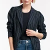 Mirelle gold pinstripe blazer - darkblue/gold