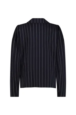 Mirelle gold pinstripe blazer - darkblue/gold