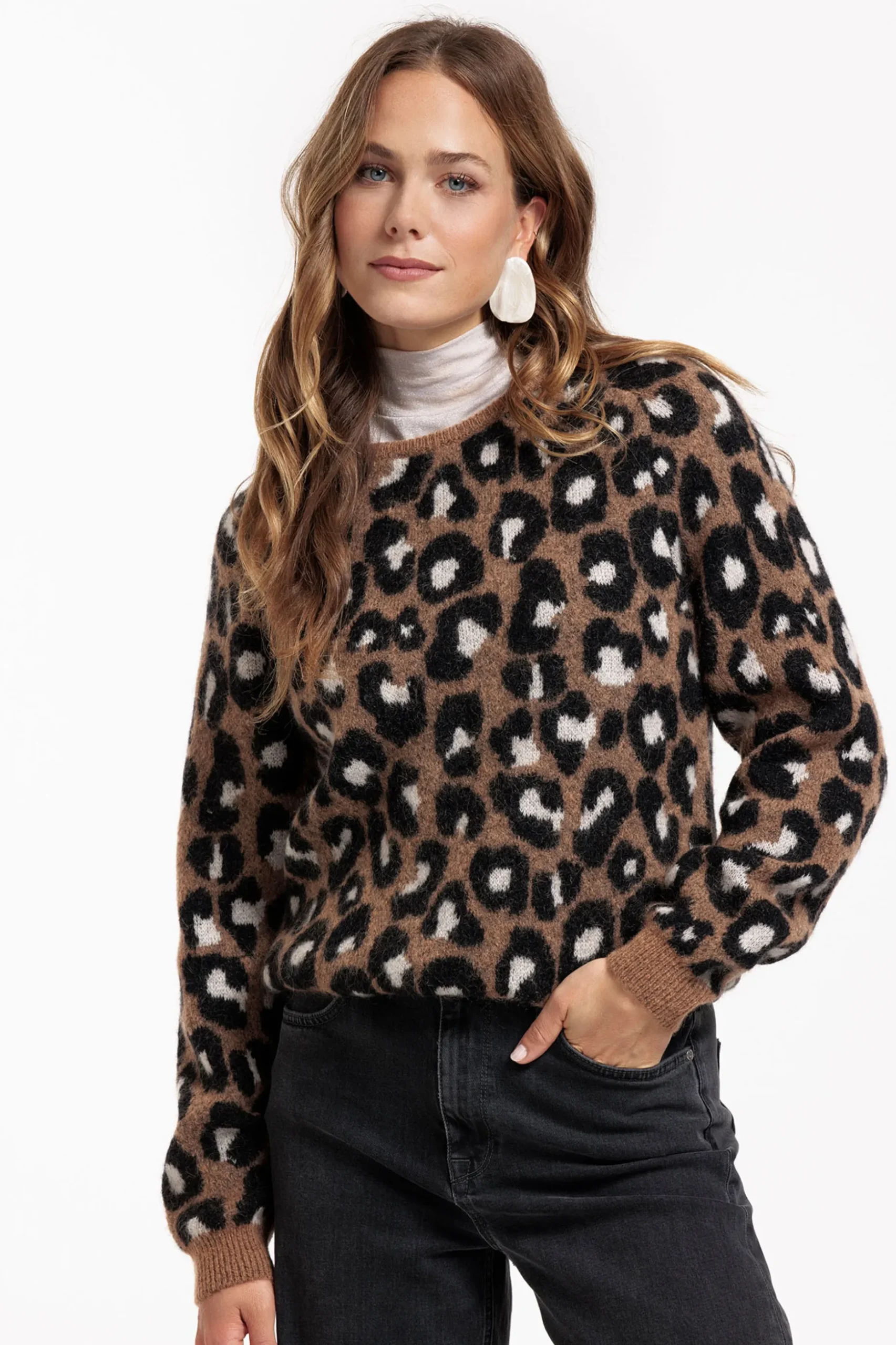Nino mohair leopard pullover - chocolate/black