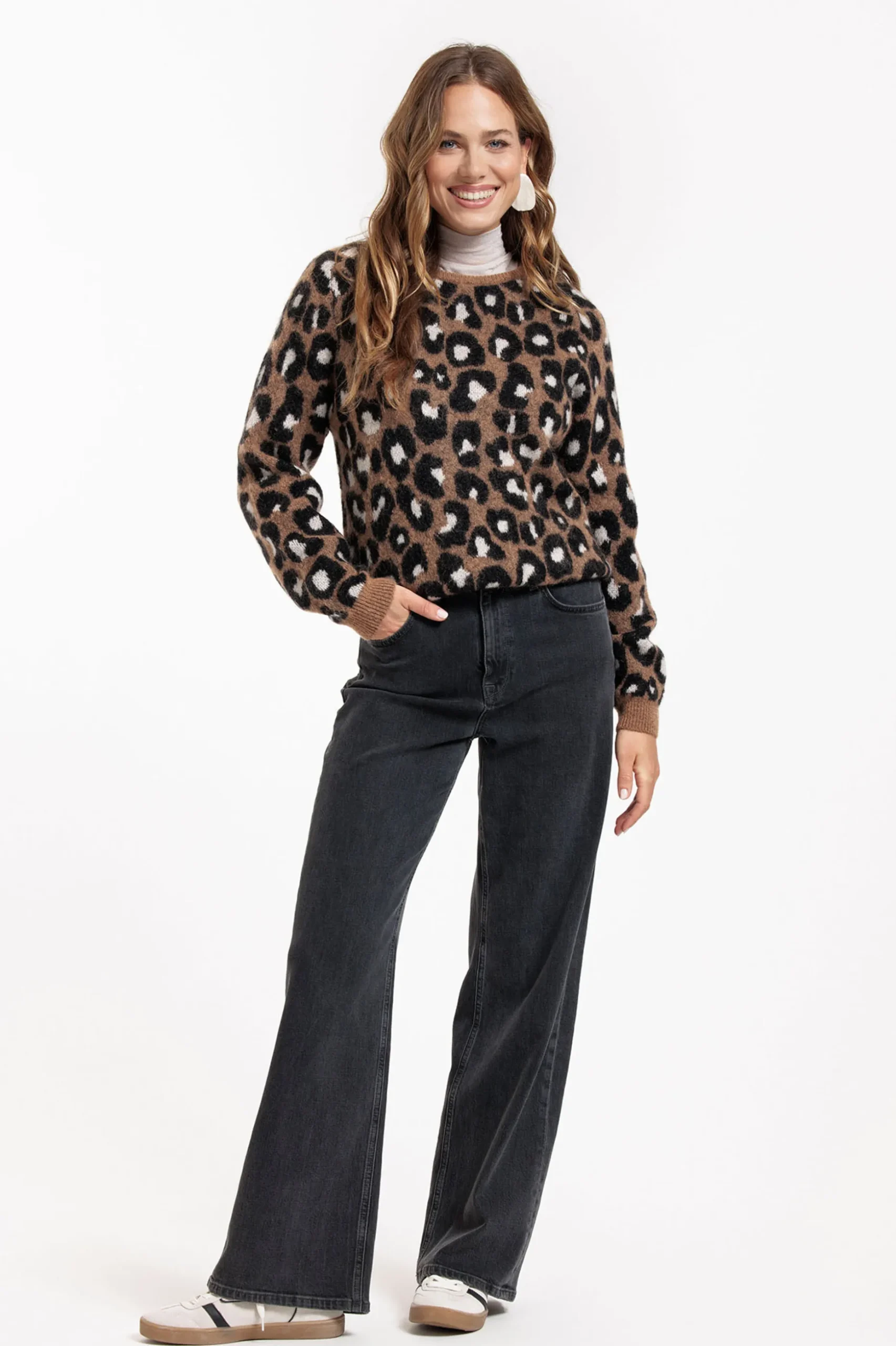 Nino mohair leopard pullover - chocolate/black