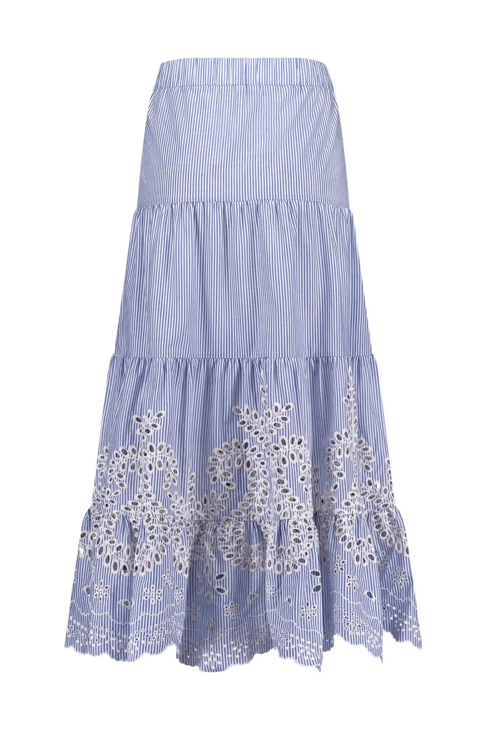 Nola embroidery skirt - light blue/ecru