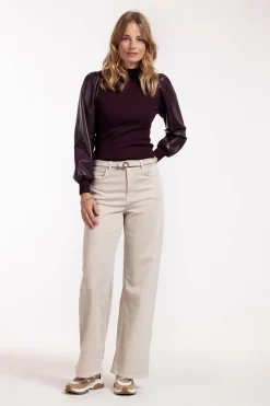 Noortje faux leather pullover - blackberry