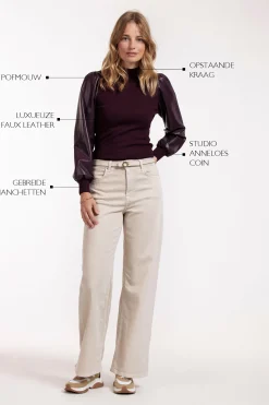 Noortje faux leather pullover - blackberry