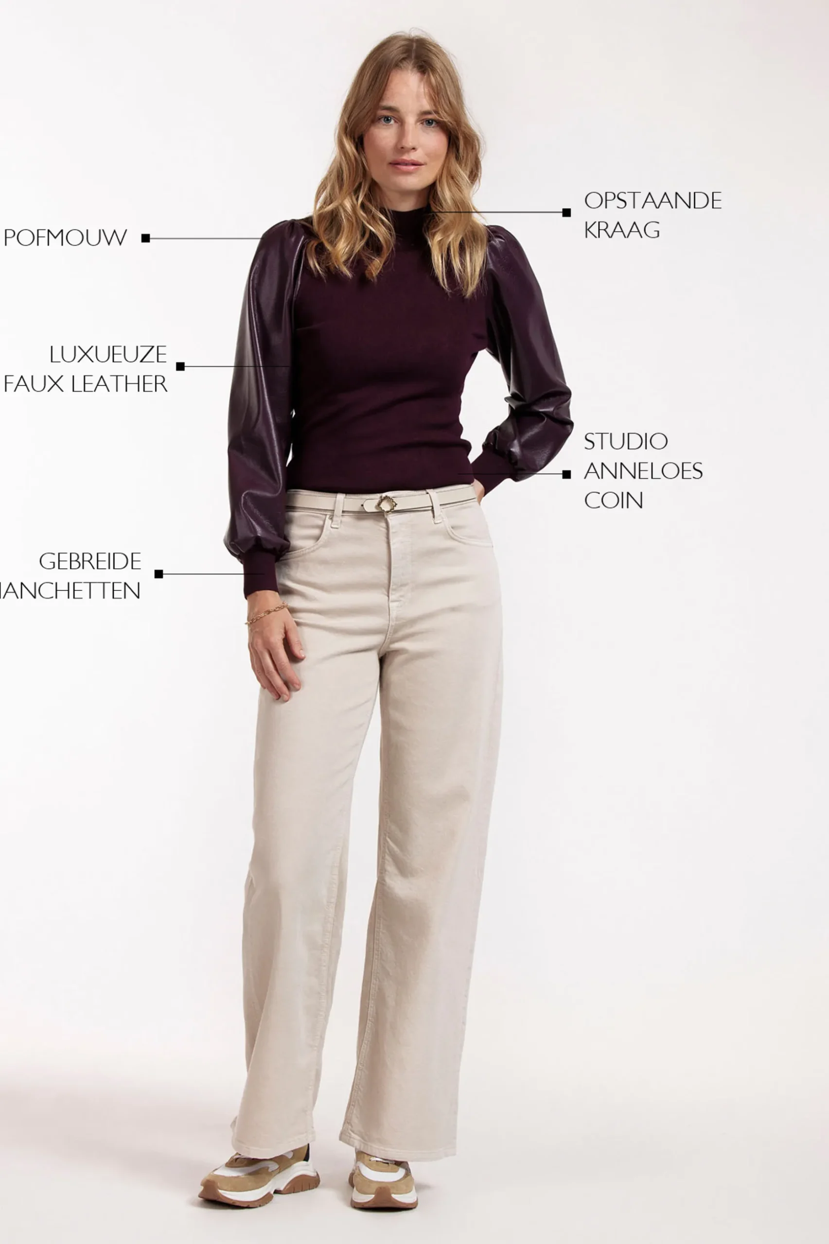 Noortje faux leather pullover - blackberry