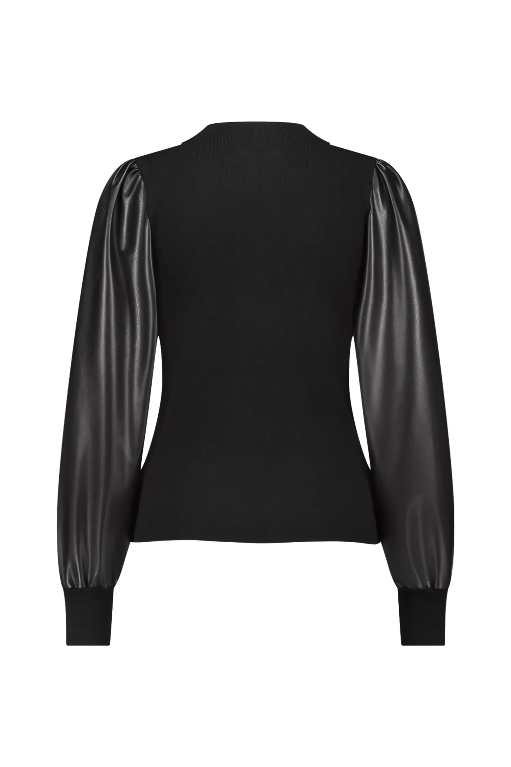 Noortje faux leather pullover - black