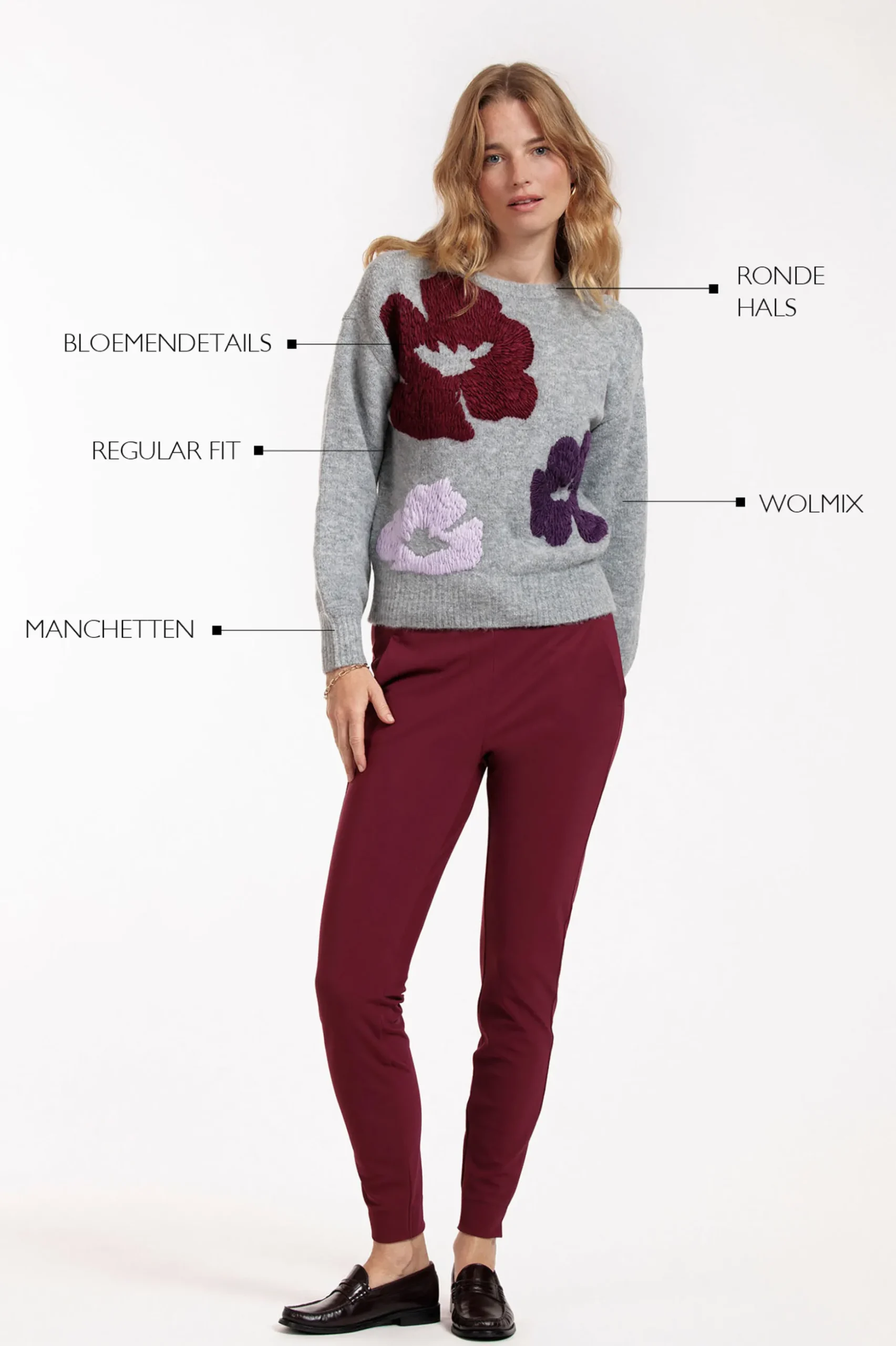 Nour flower pullover - grey melange