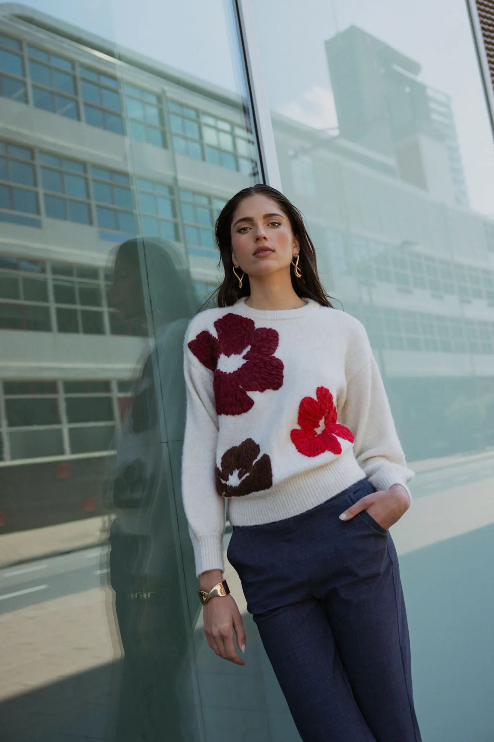 Nour flower pullover - kit/merlot