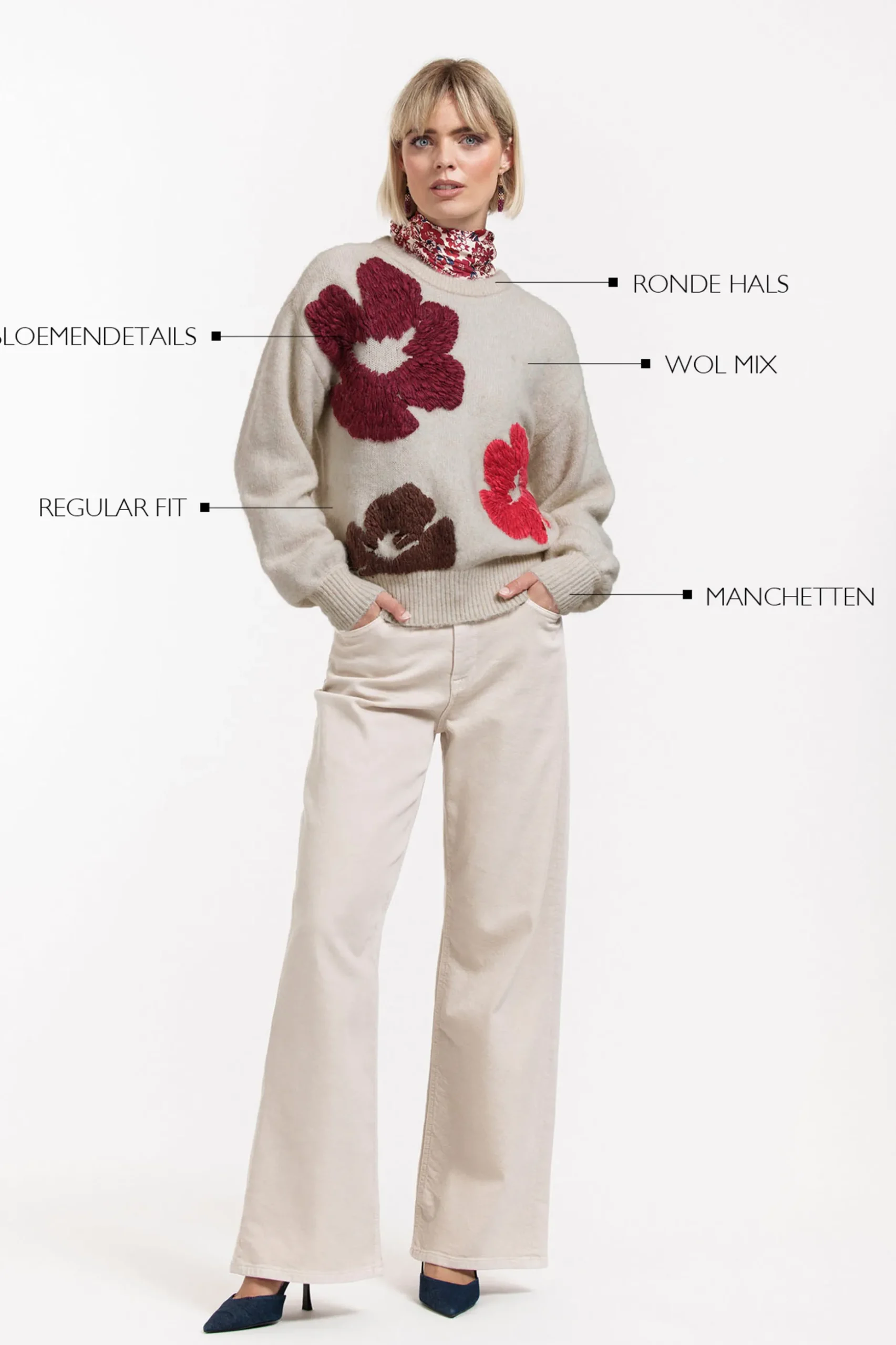 Nour flower pullover - kit/merlot