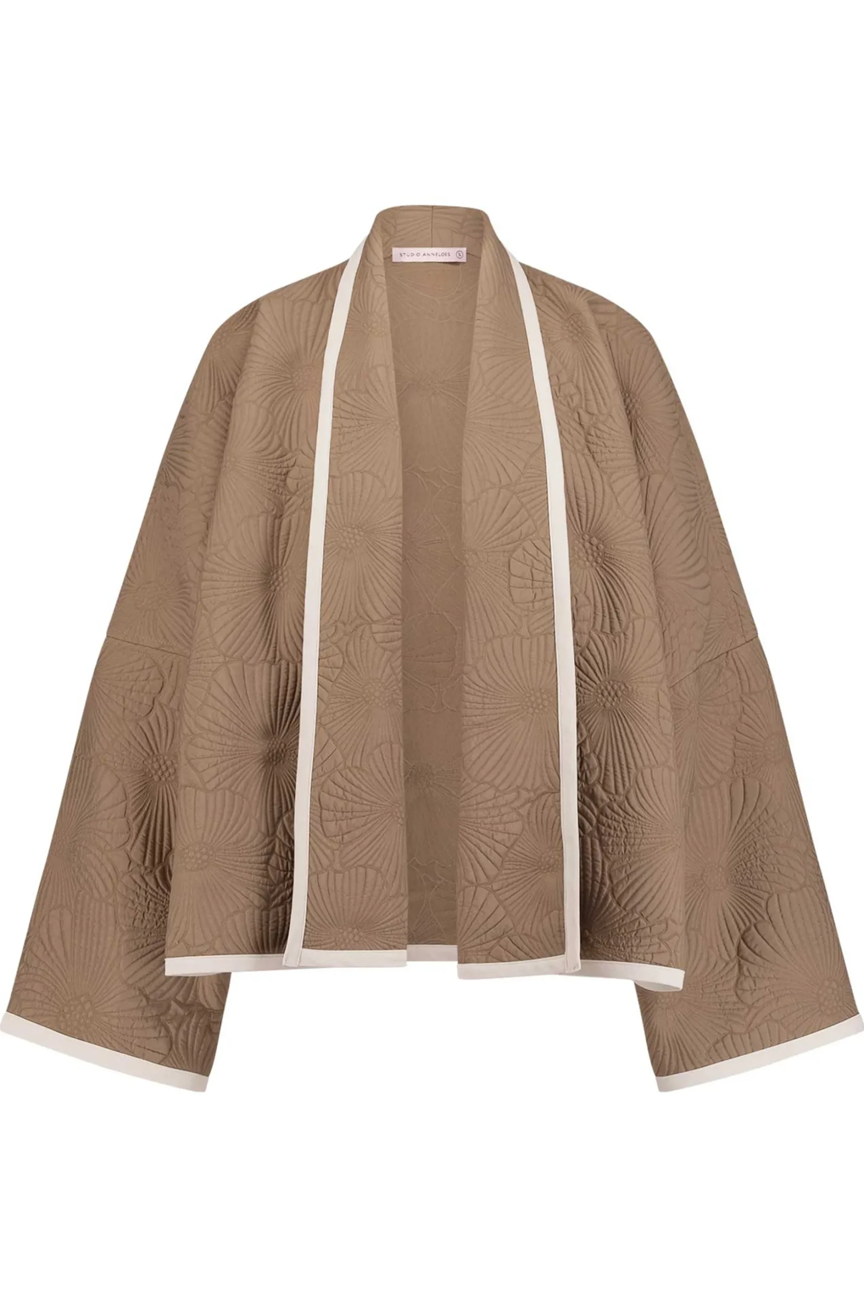Oralee flower jacquard jacket - latte
