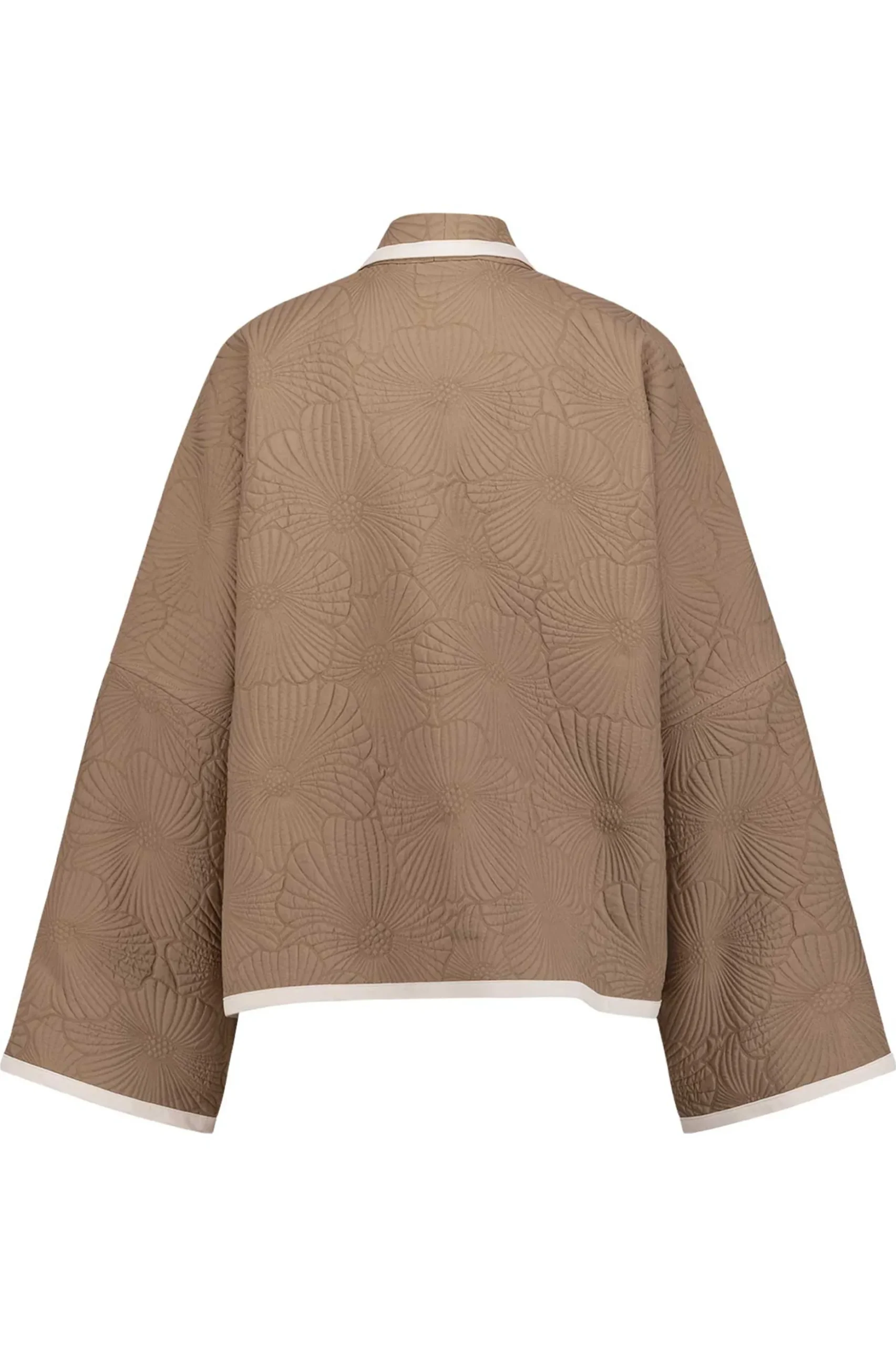 Oralee flower jacquard jacket - latte