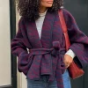Oralee wool zebra jacket - dark blue/blackberry