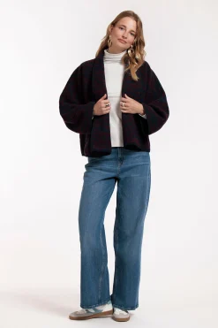 Oralee wool zebra jacket - dark blue/blackberry