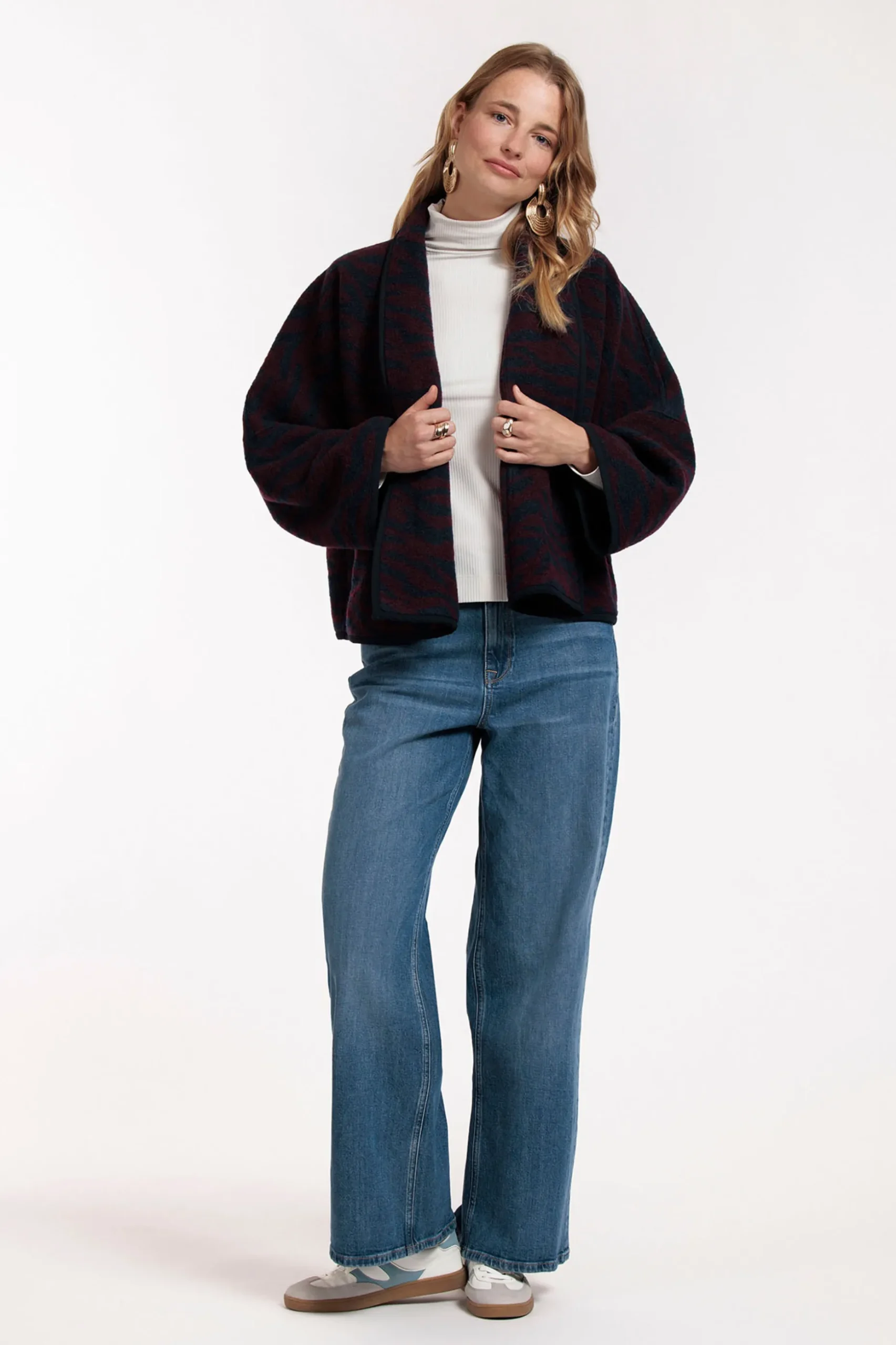 Oralee wool zebra jacket - dark blue/blackberry