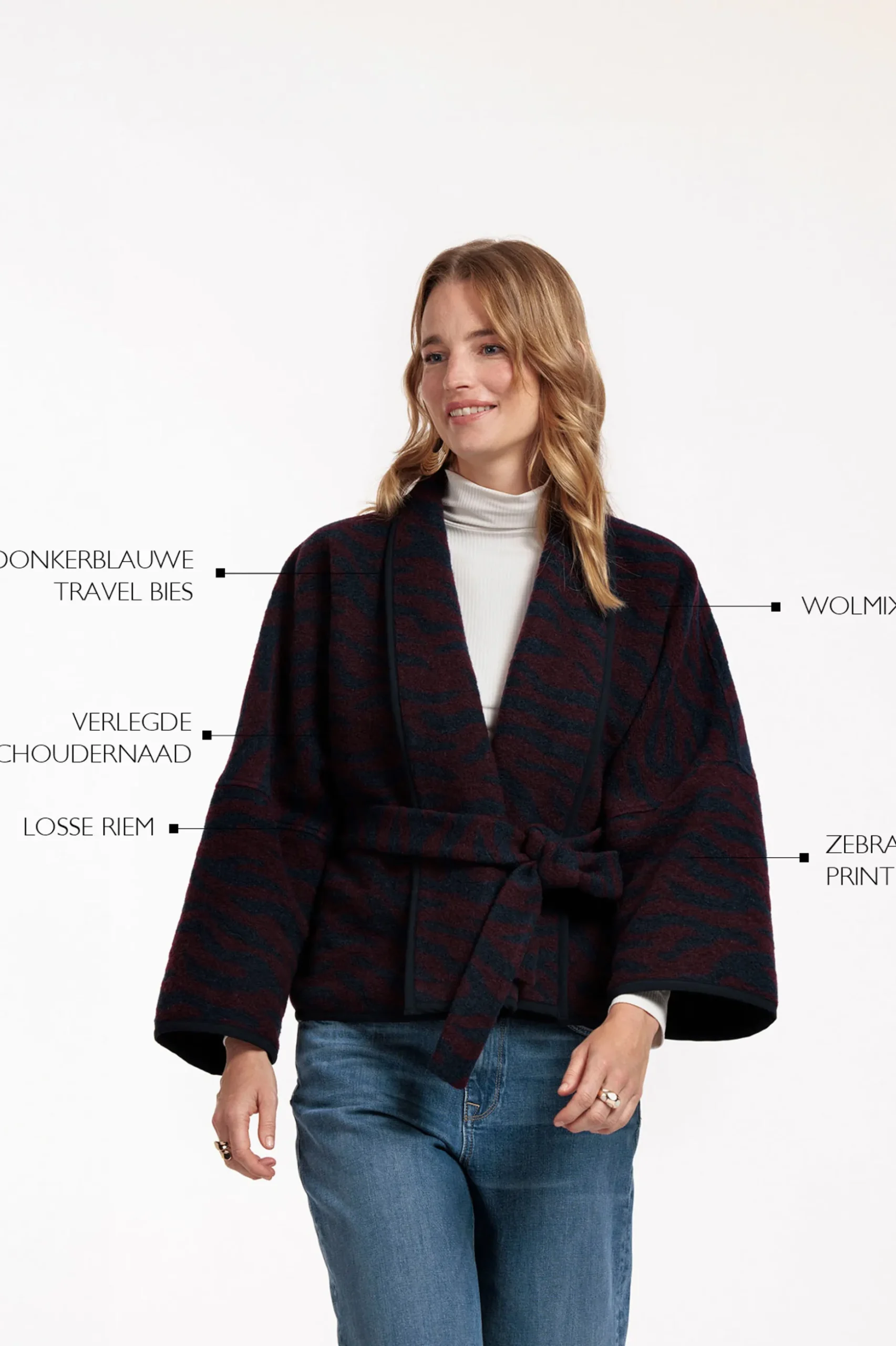 Oralee wool zebra jacket - dark blue/blackberry