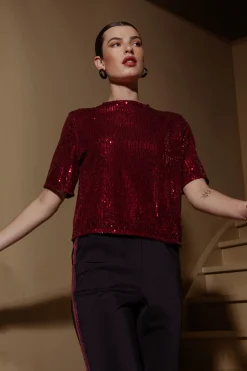 Princess sequins top - merlot